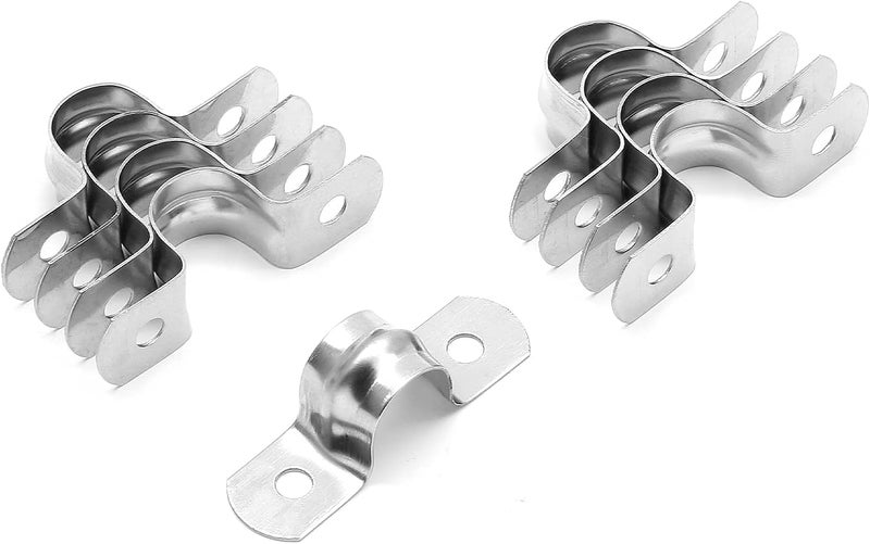 Jersvimc 30Pcs 1/2 Inch Stainless Steel Conduit Clamps, Two Hole Strap U Bracket Rigid Pipe Strap Metal U Clamp Conduit Strap Tension Clips U-tube Clamp Heavy Duty - Image 1